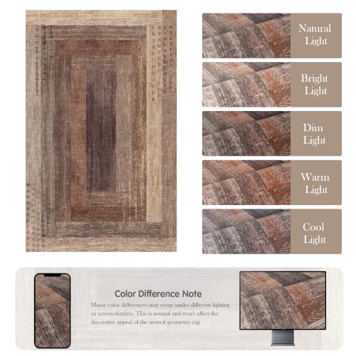 Neutral Geometric Beige 5x8 ft Large Rug for Living Room Bedroom - color: Beige, size: 5' x 8' (Rectangular)