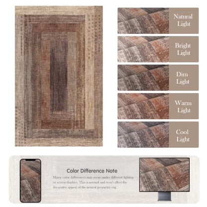 Neutral Geometric Beige 5x8 ft Large Rug for Living Room Bedroom - color: Beige, size: 5' x 8' (Rectangular)