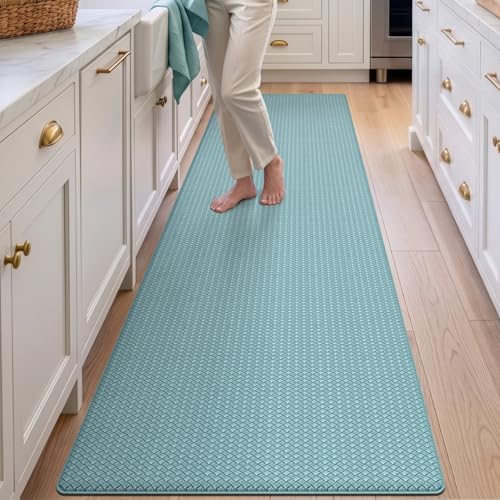 DEXI Kitchen Floor Mats Cushioned Anti Fatigue, 23x86 Non Slip Runner Rug - color: 2-turquoise, size: 86"l X 23"w X 0.4"th