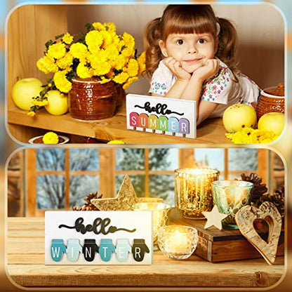 Roowest 5 Pcs Hello Fall Interchangeable Seasonal Sign Decor, Fresh - style: Fresh