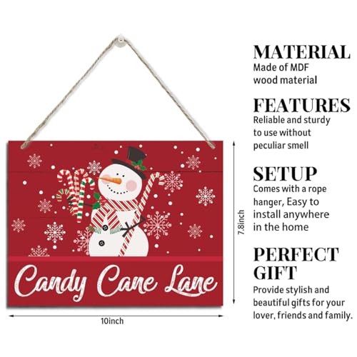 Christmas Signs, Candy Cane Lane Sign, Rustic Hanging Wood Plaque Sign, Christmas Holiday Decor, Front Door Decor, Candy Decoration, Xmas Home or Business Decoration, Rustic Wall Hanging Decorative - color: Style 03