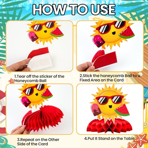 9PCS Summer Party Decorations Table Centerpieces, Hello Summer Table Decorations for Tropical Beach Pool Birthday Party Supplies - style: Summer