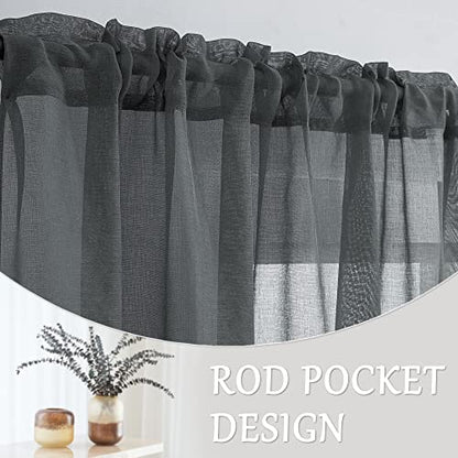 MASWOND 14ft Long Sheer Voile Rod Pocket Curtains, Dark Gray, 50"W x 168"L - color: Dark Gray, size: 50"W x 168"L (Pack of 1)