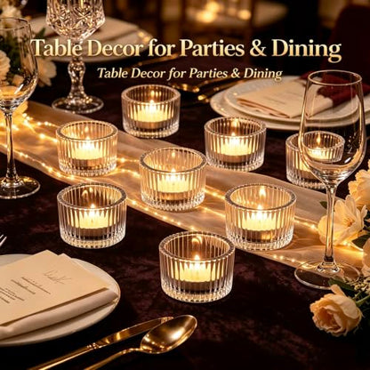 24 Pack Tea Light Candle Holders, Glass Clear Tealight Candle Holder - color: Clear, size: 1.3" x 2"