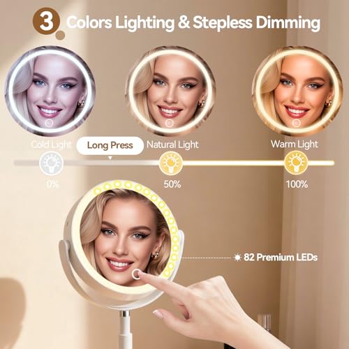 20X Magnifying Mirror with Lights and Storage, Double Sided Vanity Mirror - color: White