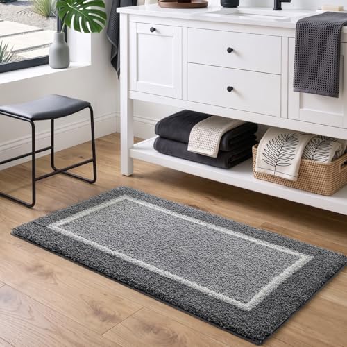 DEXI Bathroom Rugs 36x24, Soft Absorbent Bath Mat, Light Grey - color: Light Grey, size: 36" X 24" (Rectangular)