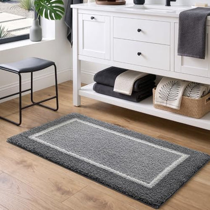 DEXI Bathroom Rugs 24x16, Soft Absorbent Bath Mat, Light Grey - color: Light Grey, size: 24" X 16" (Rectangular)
