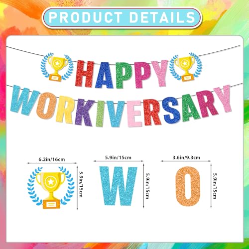 Work Anniversary Decorations: Happy Anniversary Banner Happy Anniversary Decorations with Hanging Swirls Honeycomb Centerpieces Balloons Office Employee Worker Appreciation Decor