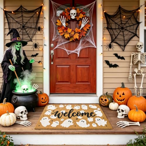 Halloween Welcome Mat Spooky Non-Slip Front Door Mat, 17x29 in - color: 1- Spooky