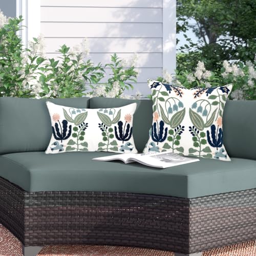Alysheer Floral Embroidered Throw Pillow Cover 12"x 20", 1pc Blue Green - color: - Blue Green, size: 20" x 12" (Pack of 1)