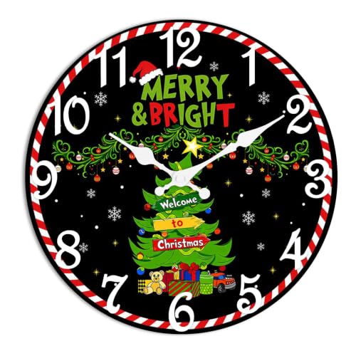 ArtSocket Round Wall Clock Silent Non-Ticking 12", Christmas Celestial - color: Christmas Tree 04