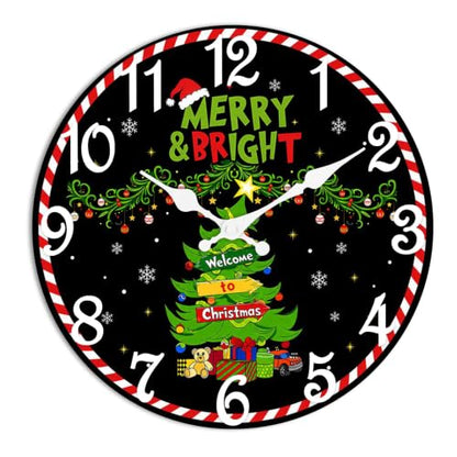 ArtSocket Round Wall Clock Silent Non-Ticking 12", Christmas Celestial - color: Christmas Tree 04