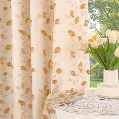 BGment Yellow Linen Curtains for Living Room 96 inches Long - 2 Panels - color: Yellow, size: 52"W x 96"L (Pack of 2)