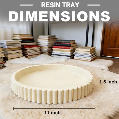 Round Decorative Tray for Coffee Table Decor Table Centerpieces - color: Gray
