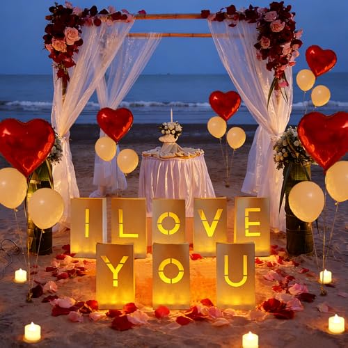 I Love You Light Up Letters, Proposal Decorations - color: I Love You