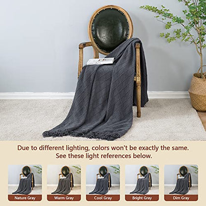 inhand Dark Grey Knitted Throw Blanket for Couch and Bed, 50"x60" - color: Dark Grey, size: 50"x60"
