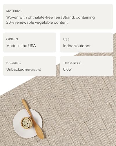 Chilewich Bamboo Placemats Set of 4, Woven Oval Placemats - color: Rain, size: 14"x19.25"