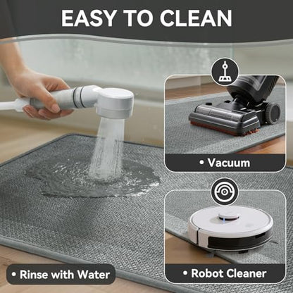 Kitchen Rugs Non Slip Rubber Backing Kitchen Mat 17"x71" Grey - color: Grey, size: 17"x71"