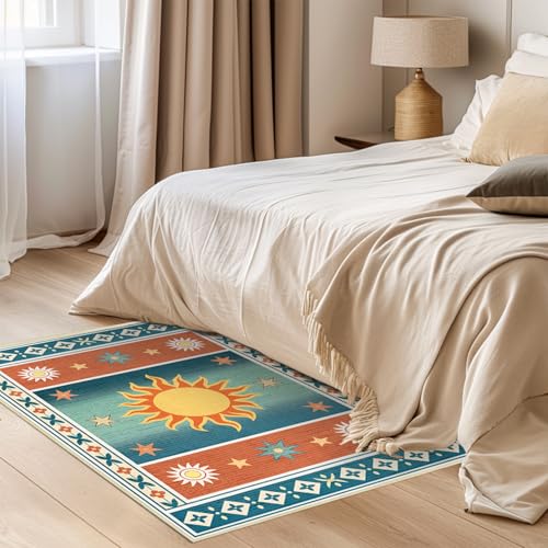 Sun Rug 2x3 for Entryway Boho Southwestern Machine Washable Rugs - color: Sun, size: 2' x 3' (Rectangular)