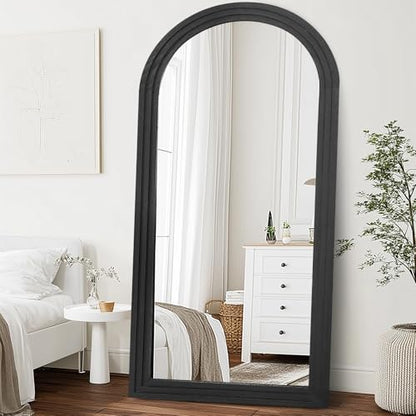 71x32 Arched Full Length Mirror, Solid Wood 3 Layer Frame, Black - color: Black-3 Layer-ar Frame, size: 71"L x 32"W