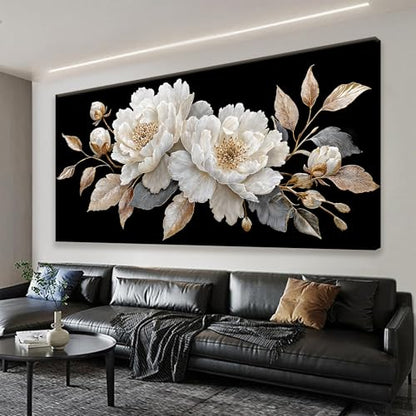 Elegant White Flower Wall Art Prints 20"x40" Canvas Wall Art For Bedroom - color: HX7D, size: 40"L x 20"W