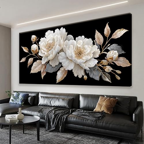 Elegant White Flower Wall Art Prints 20"x40" Canvas Wall Art For Bedroom - color: HX7D, size: 40"L x 20"W
