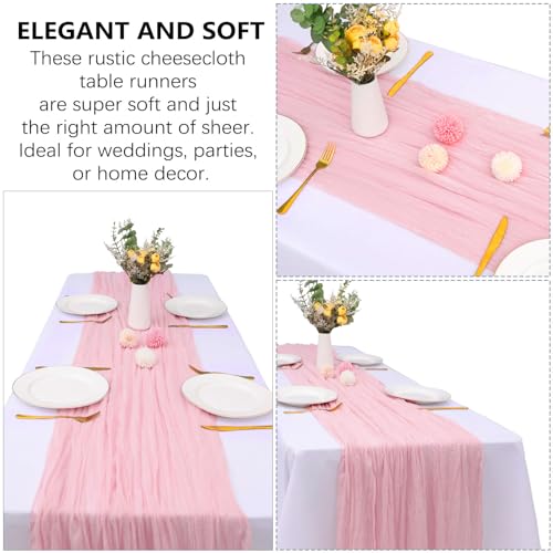 12 Pack Pink Cheesecloth Table Runner 35 x 120 Inch - color: Pink, size: 12 Pcs - 10 Ft