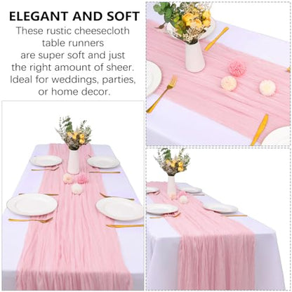 12 Pack Pink Cheesecloth Table Runner 35 x 120 Inch - color: Pink, size: 12 Pcs - 10 Ft
