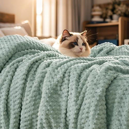 PHF Soft Cozy Fleece Blanket Twin, 340GSM Lightweight Warmth, Sage Green - color: Sage Green, size: Twin(66"x90")