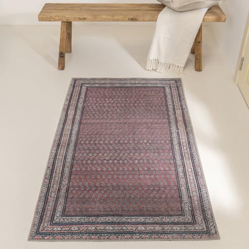 Rusty Rhythm 3' x 5' Burgandy Accent Rug - Persian-inspired design - size: 3' x 5' (Rectangular)