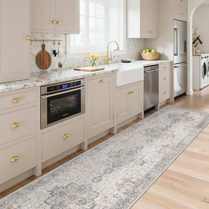GENIMO 2'6"x7' Washable Runner Rug Non Slip for Hallway, Light Taupe Brown - color: Light Taupe Brown, size: 2'6" x 7' (Runner)