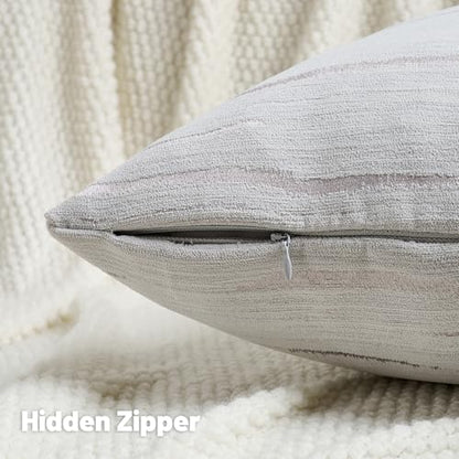 HAUSSY Pack of 2 Chenille Embossed Throw Pillow Covers 18x18 Inch, Crey - color: Grey, size: 18" x 18" (Pack of 2)