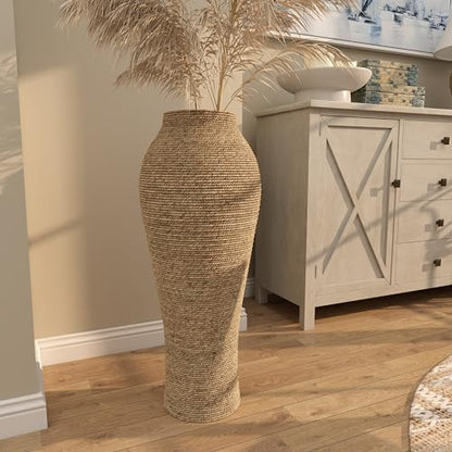 Deco 79 Seagrass Vase, Vase 12" x 12" x 31", Brown - size: 12" x 12" x 31"