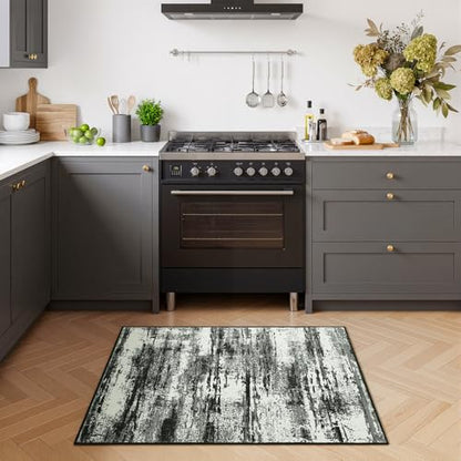 Merelax 2x3 Entryway Door Mat—Washable, Non-Slip, Black White, Low Pile Rug - color: Black White, size: 2' x 3'(24''x36'')