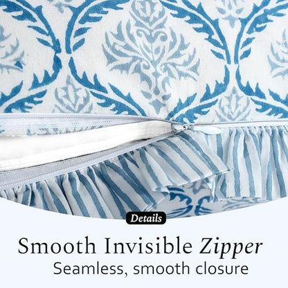CPC Indigo Regal Block Print Ruffle Sham Pillow Cover 12x20 Inch, Pack of 1 - color: Indigo Regal, size: 20" x 12" (Pack of 1)