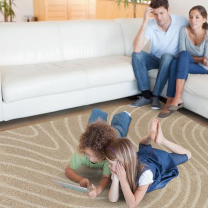 LUXE WEAVERS Modern Geometric Wave Beige 5x7 Area Rug - color: Beige, size: 5' x 7' (Rectangular)