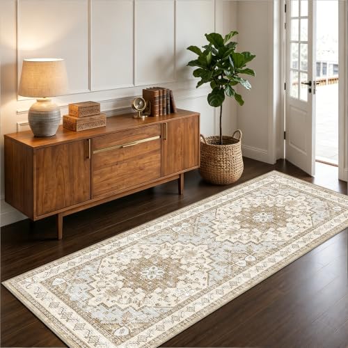 Area Rugs Runner 2x6 Washable Non-Slip Boho Indoor Carpets, Beige Tan - color: Beige Tan, size: 2' x 6' (Rectangular)