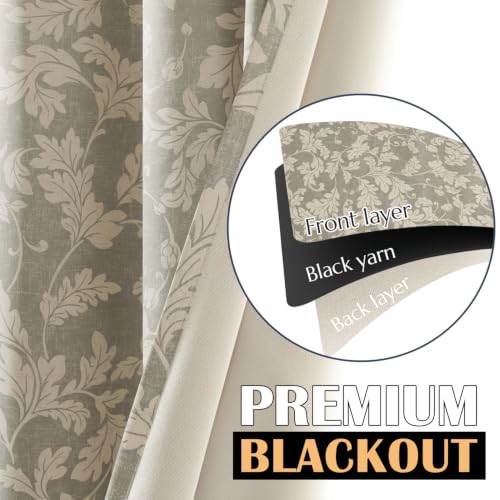 jinchan Grey Floral Curtains 84 Inch Room Darkening Grommet 2 Panels - color: Grey, size: 50"W x 84"L (Pack of 2)