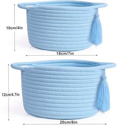 Small Gift Basket Empty to Fill, 2 Pack, Mini Woven Basket, Light Blue - color: Light Blue, size: 2 Pack