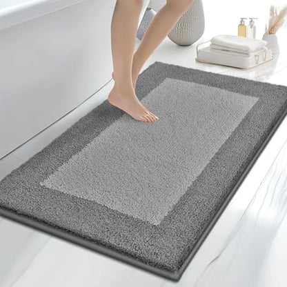 anllugs Bathroom Rugs, 30" x 46" Soft Bath Rugs, Grey & Dark Grey - color: Grey & Dark Grey, size: 30" X 46"