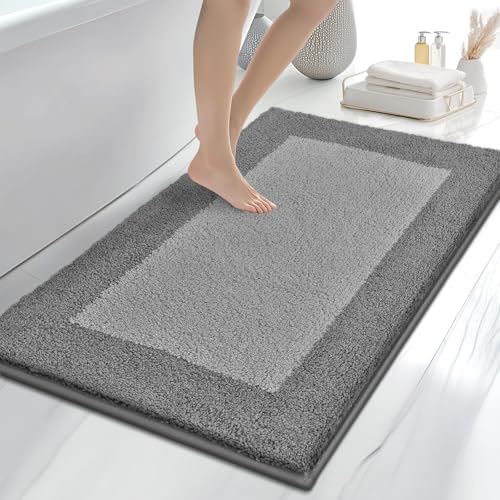 anllugs Bathroom Rugs, 30" x 46" Soft Bath Rugs, Grey & Dark Grey - color: Grey & Dark Grey, size: 30" X 46"