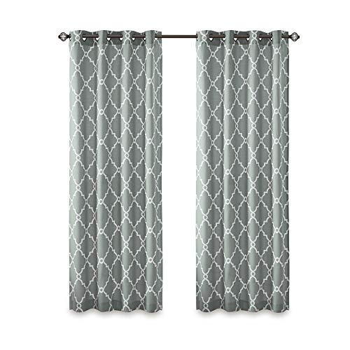 Madison Park Fretwork Print Window Curtain 1 Panel, 50x63 Seafoam/White - color: Seafoam/White, size: 50"W x 63"L (Pack of 1)