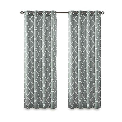 Madison Park Fretwork Print Window Curtain 1 Panel, 50x63 Seafoam/White - color: Seafoam/White, size: 50"W x 63"L (Pack of 1)