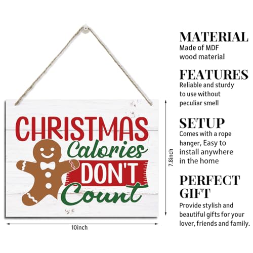 Christmas Decor, Funny Christmas Wood Plaque Wall Art, Rustic Hanging Wood Plaque Sign, Holiday Party Decor, Xmas Home Decoration, Xmas Calories Don't Count Signs, Ready To Hang - color: Style 17