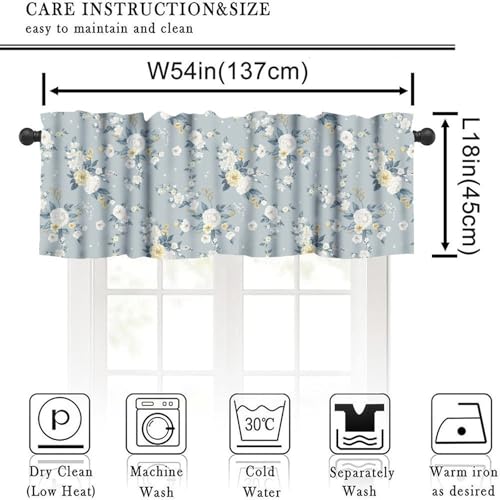 JESTRONRY Beautiful Floral Valance Curtain,Cute Spring Summer Flowers Rod Pocket Valance Window Treatments for Bedroom Kitchen Dining Room 54x18in - color: Beautiful Floral-3