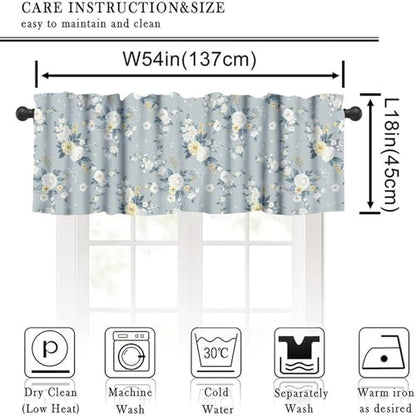 JESTRONRY Beautiful Floral Valance Curtain,Cute Spring Summer Flowers Rod Pocket Valance Window Treatments for Bedroom Kitchen Dining Room 54x18in - color: Beautiful Floral-3