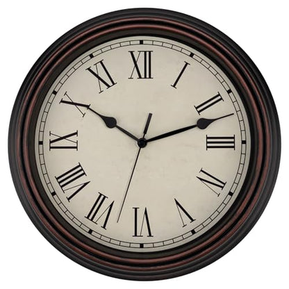 Foxtop 14" Roman Numerals Wall Clock Retro Silent Battery Operated Clock - color: Bronze Roman Numeral, size: 14 Inch
