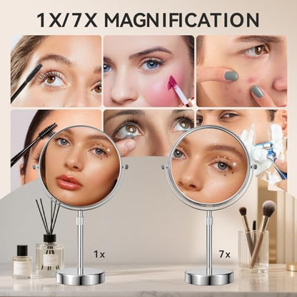 Nicesail Adjustable Tabletop Makeup Mirror Magnified Vanity Chrome 7X - color: Chrome Finish-7x
