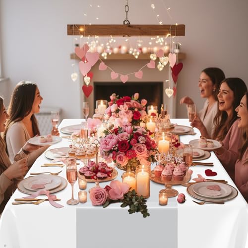 Smiry Disposable Rectangle Plastic 54 x 108 Inch Table Cloth 3 Pack - color: White and Sliver