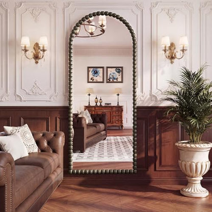 Antique Bronze Full Length Mirror 71x28 in, Beaded Standing Mirror - color: Antique Bronze